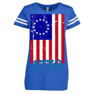 Vintage Betsy Ross American Flag Enza Ladies Jersey Football T-Shirt