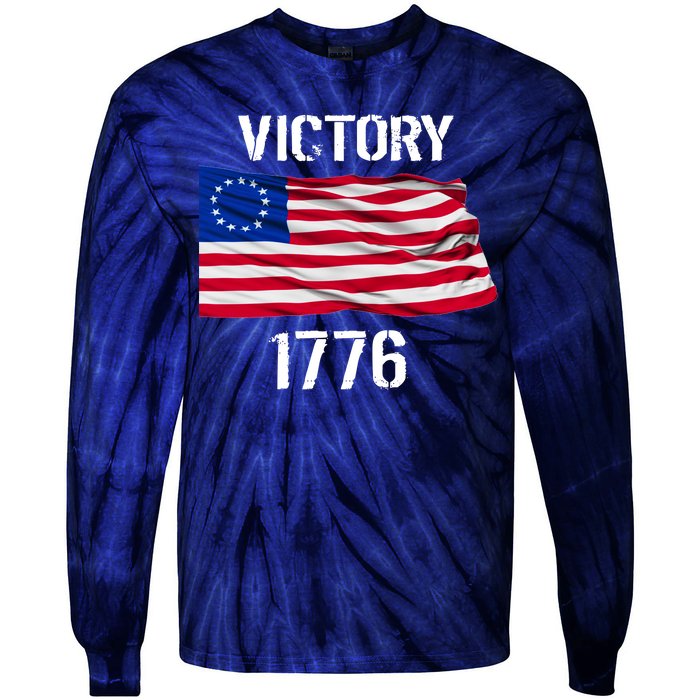 Vintage Betsy Ross American Flag 1776 Tie-Dye Long Sleeve Shirt