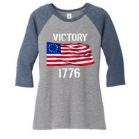 Vintage Betsy Ross American Flag 1776 Women's Tri-Blend 3/4-Sleeve Raglan Shirt