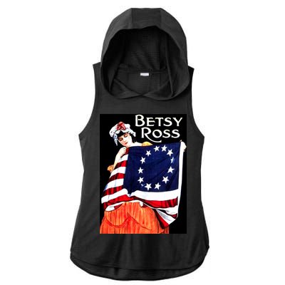 Vintage Betsy Ross American Flag 1776 Art Ladies PosiCharge Tri-Blend Wicking Draft Hoodie Tank