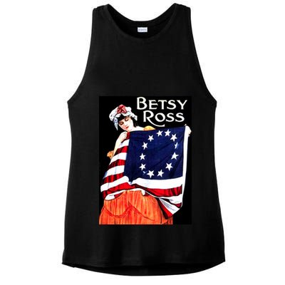 Vintage Betsy Ross American Flag 1776 Art Ladies PosiCharge Tri-Blend Wicking Tank