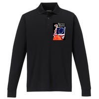 Vintage Betsy Ross American Flag 1776 Art Performance Long Sleeve Polo