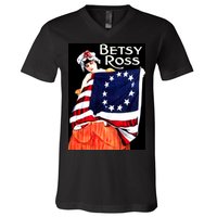 Vintage Betsy Ross American Flag 1776 Art V-Neck T-Shirt