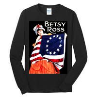 Vintage Betsy Ross American Flag 1776 Art Tall Long Sleeve T-Shirt