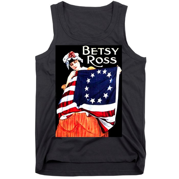 Vintage Betsy Ross American Flag 1776 Art Tank Top