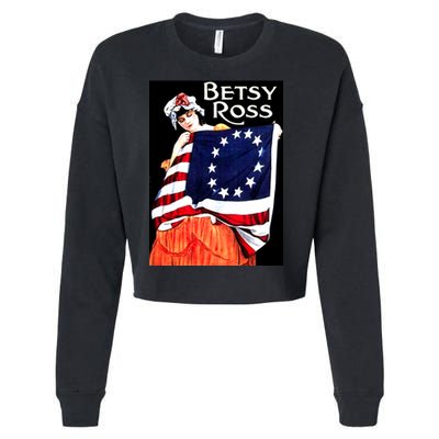 Vintage Betsy Ross American Flag 1776 Art Cropped Pullover Crew