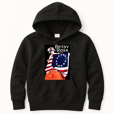 Vintage Betsy Ross American Flag 1776 Art Kids Hoodie