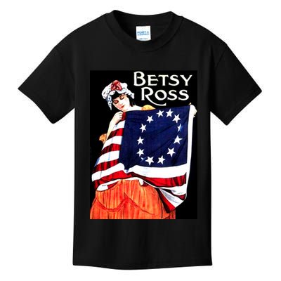Vintage Betsy Ross American Flag 1776 Art Kids T-Shirt