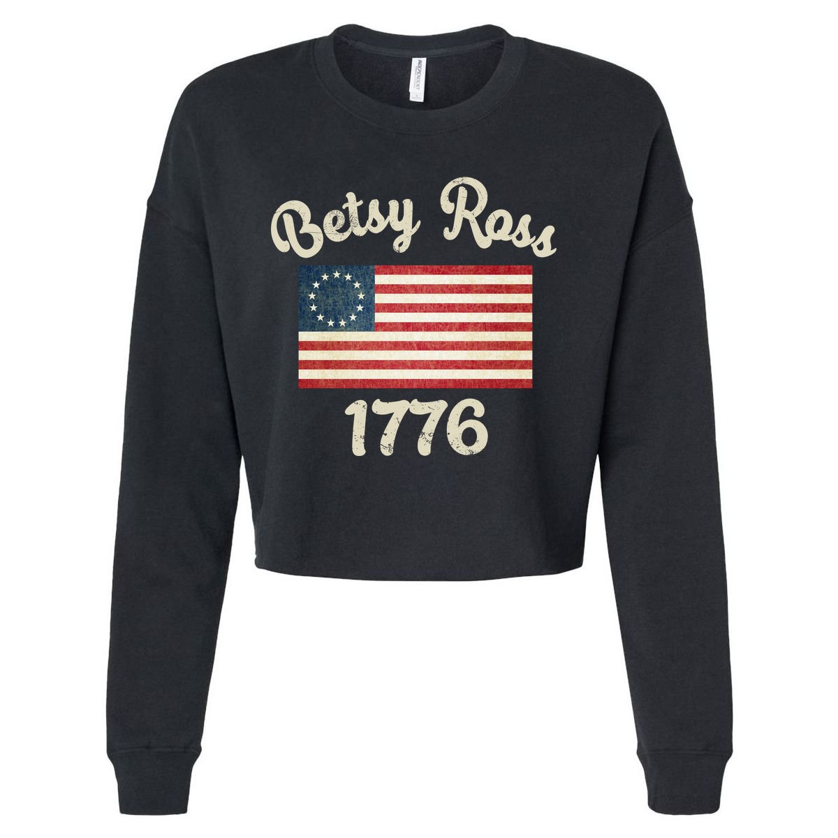 Vintage Betsy Ross Flag 1776 Cropped Pullover Crew