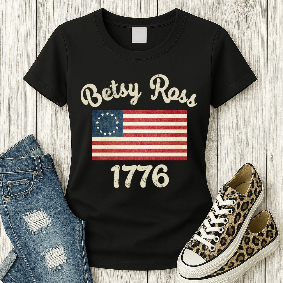 Vintage Betsy Ross Flag 1776 Womens T-Shirt