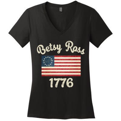 Vintage Betsy Ross Flag 1776 Women's V-Neck T-Shirt