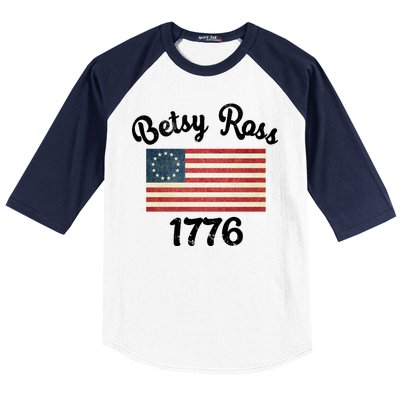 Vintage Betsy Ross Flag 1776 Baseball Sleeve Shirt