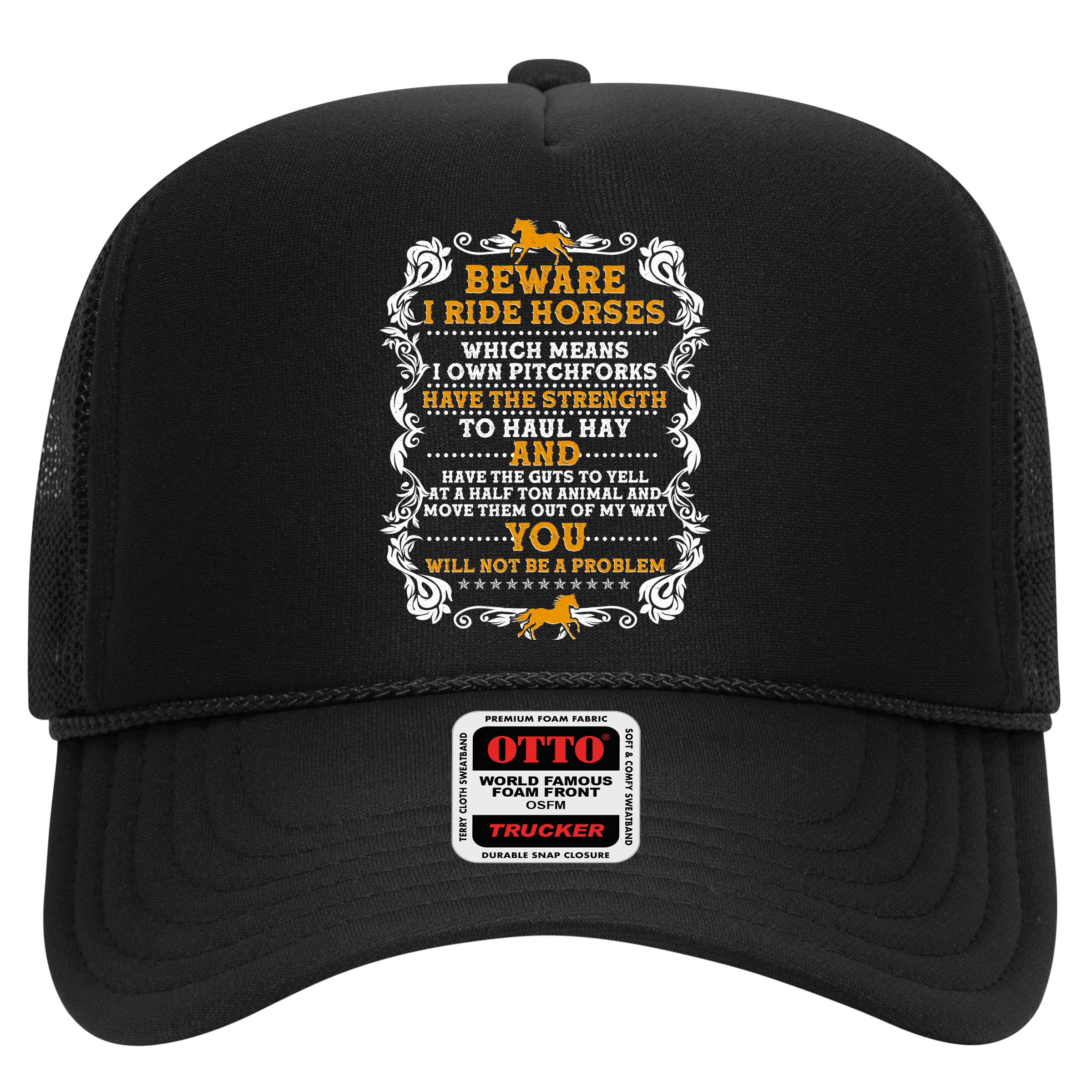 Vintage Beware I Ride Horses Hat