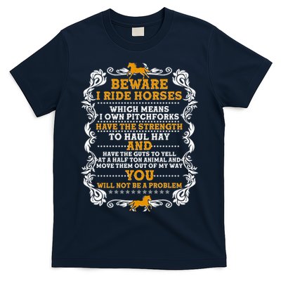 Vintage Beware I Ride Horses T-Shirt
