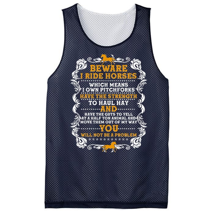 Vintage Beware I Ride Horses Mesh Reversible Basketball Jersey Tank