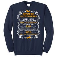 Vintage Beware I Ride Horses Tall Sweatshirt