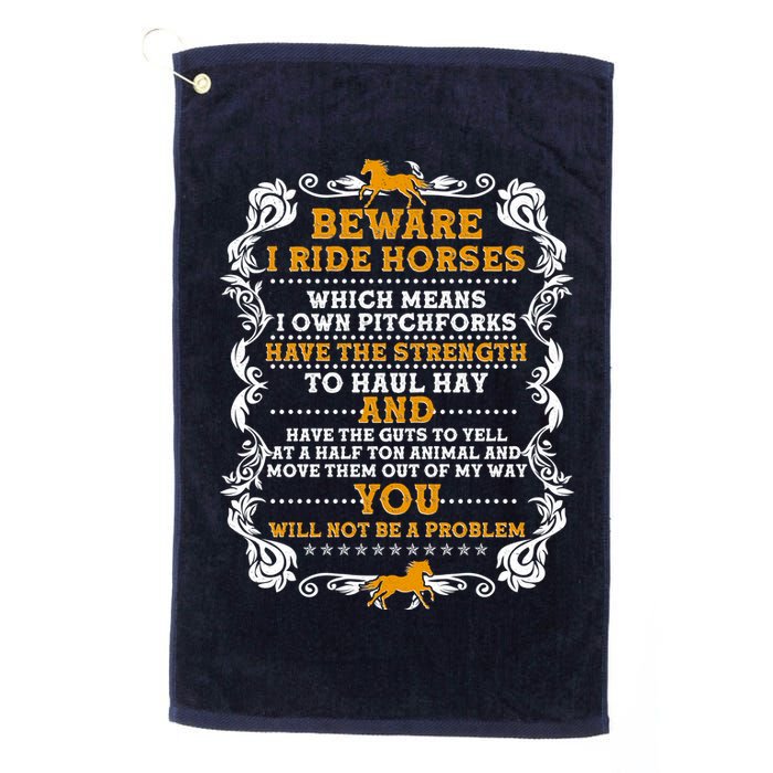 Vintage Beware I Ride Horses Golf Towel