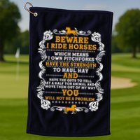 Vintage Beware I Ride Horses Golf Towel