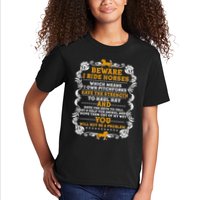 Vintage Beware I Ride Horses Kids T-Shirt