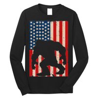 Vintage Bigfoot American Flag Long Sleeve Shirt