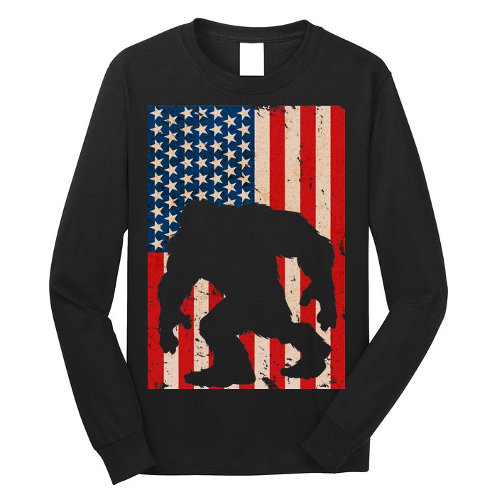 Vintage Bigfoot American Flag Long Sleeve Shirt