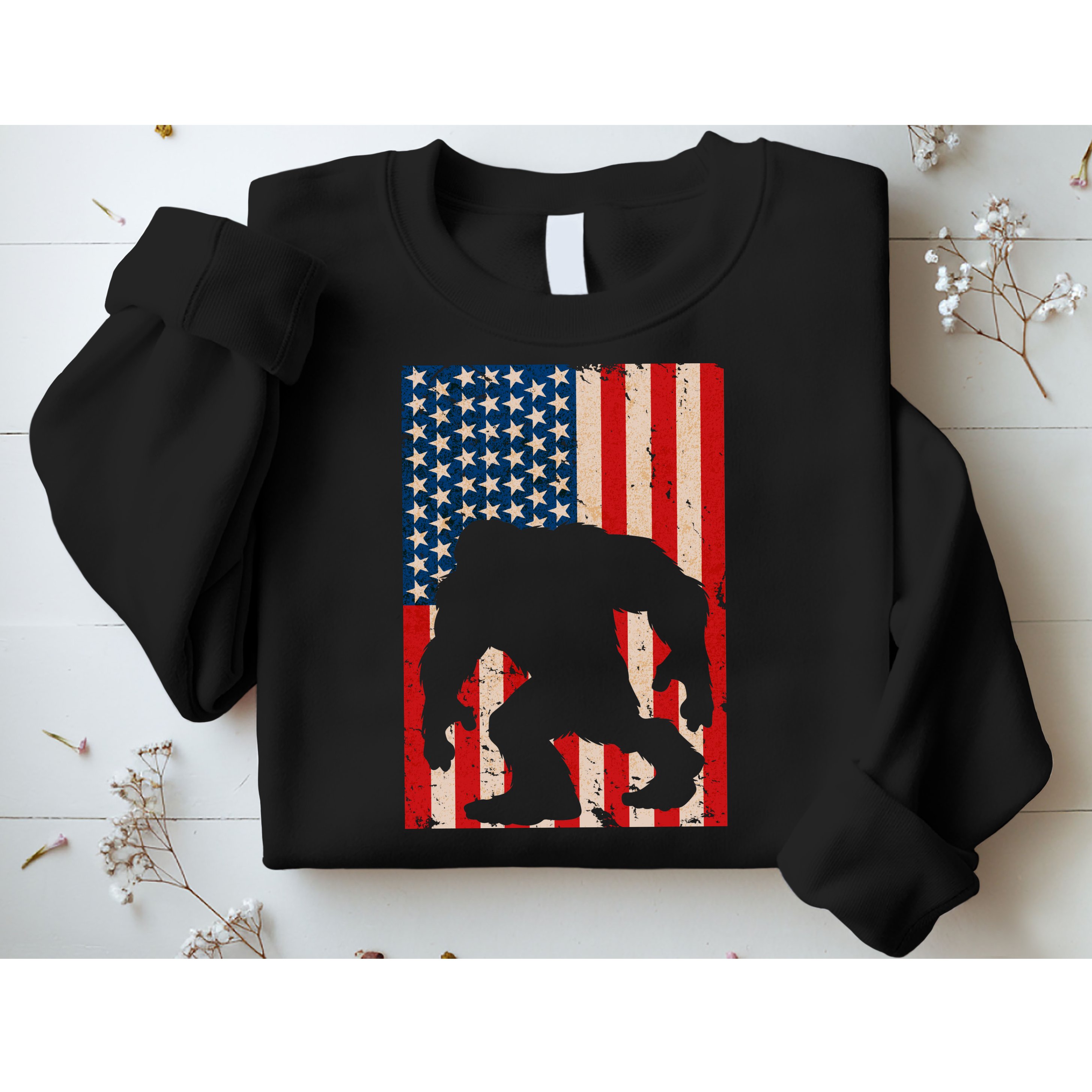 Vintage Bigfoot American Flag Sweatshirt