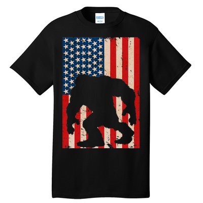 Vintage Bigfoot American Flag Tall T-Shirt