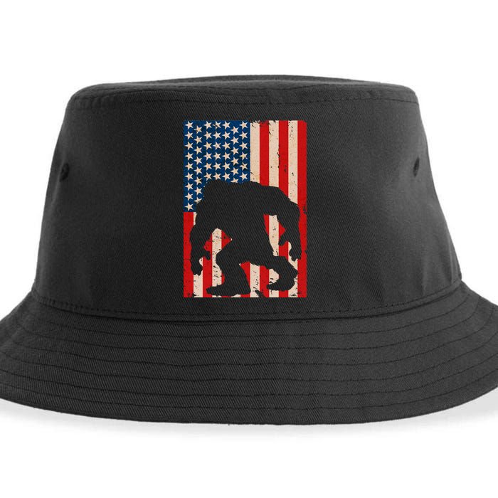 Vintage Bigfoot American Flag Sustainable Bucket Hat