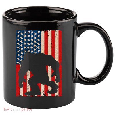 Vintage Bigfoot American Flag 11oz C Handle Ceramic Mug