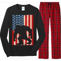 Vintage Bigfoot American Flag Long Sleeve Pajama Set