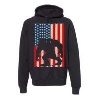 Vintage Bigfoot American Flag Premium Hoodie