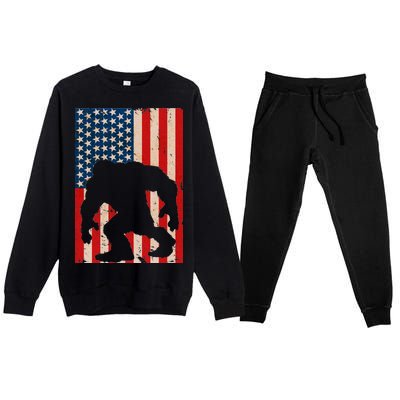 Vintage Bigfoot American Flag Premium Crewneck Sweatsuit Set