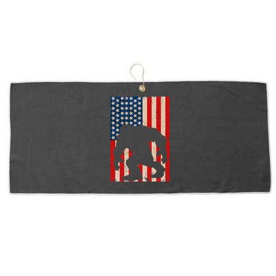 Vintage Bigfoot American Flag Large Microfiber Waffle Golf Towel