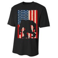 Vintage Bigfoot American Flag Performance Sprint T-Shirt