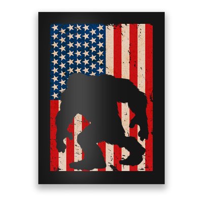 Vintage Bigfoot American Flag Poster