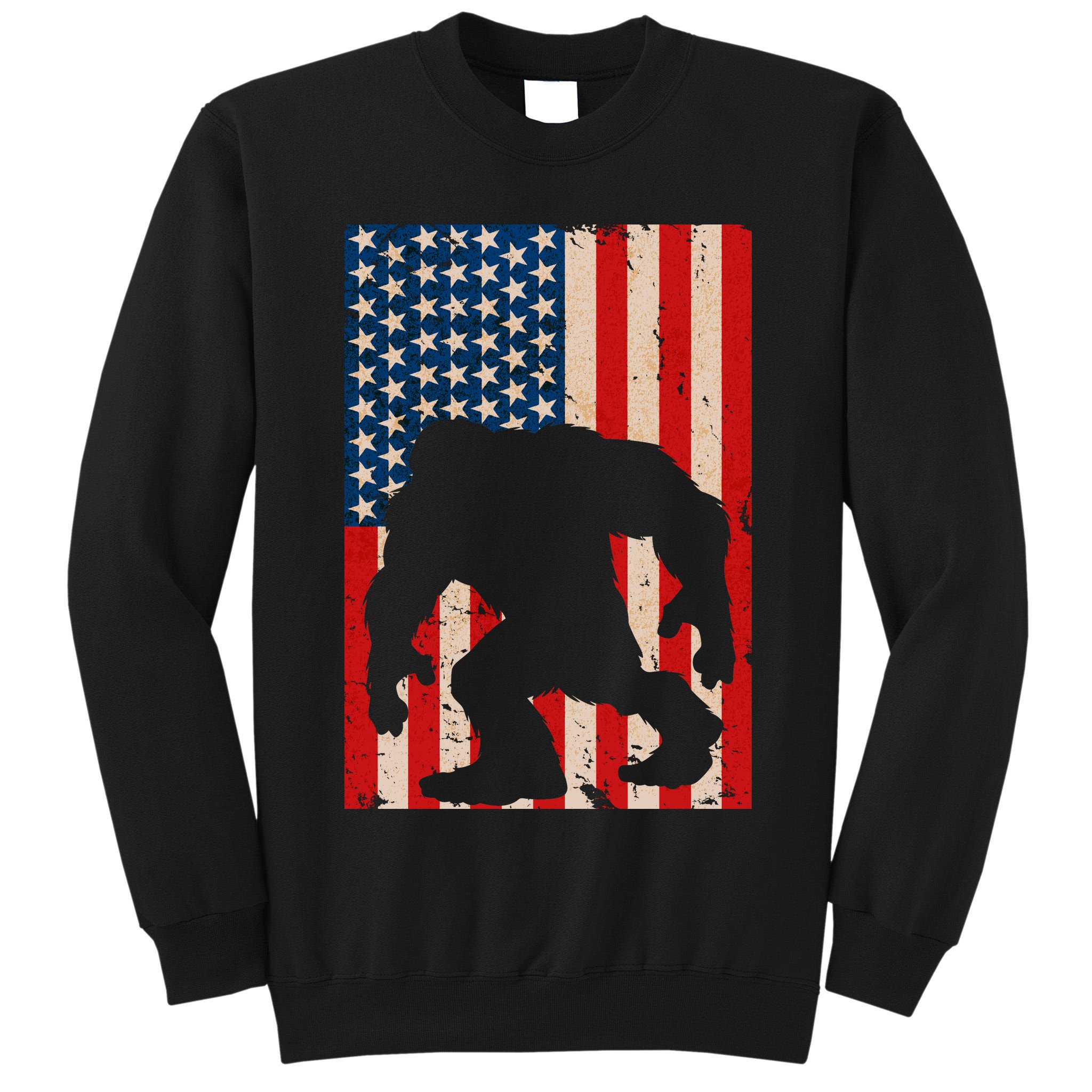 Vintage Bigfoot American Flag Tall Sweatshirt