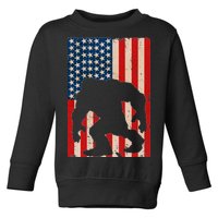 Vintage Bigfoot American Flag Toddler Sweatshirt