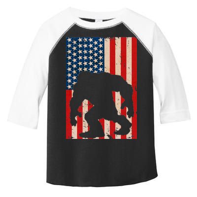 Vintage Bigfoot American Flag Toddler Fine Jersey T-Shirt