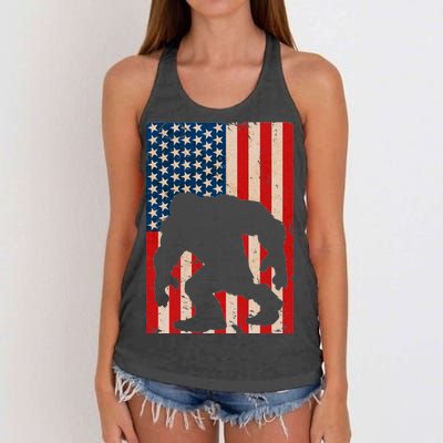 Vintage Bigfoot American Flag Women's Knotted Racerback Tank