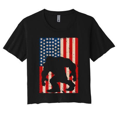 Vintage Bigfoot American Flag Crop Top
