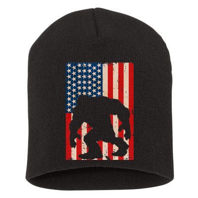 Vintage Bigfoot American Flag Short Acrylic Beanie