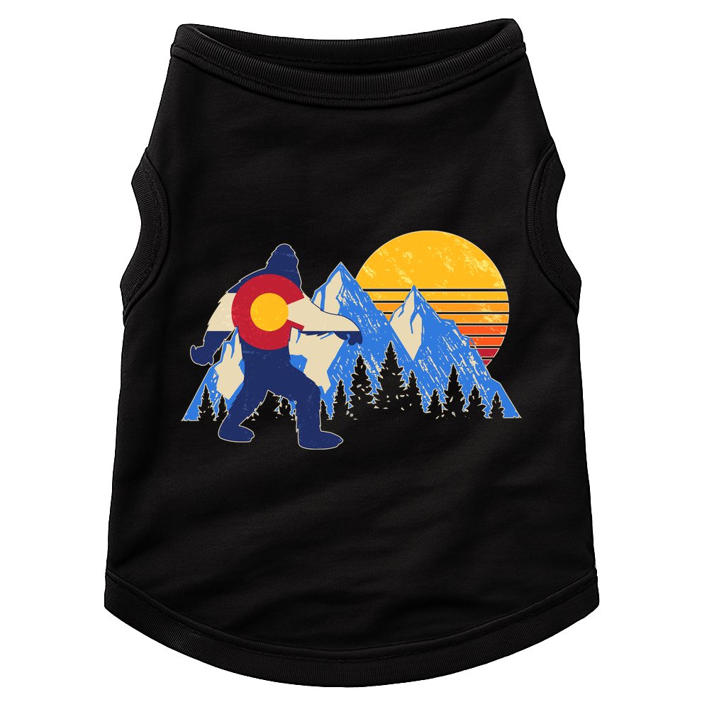 Vintage Bigfoot Colorado Flag Retro Sun Mountains Doggie Tank