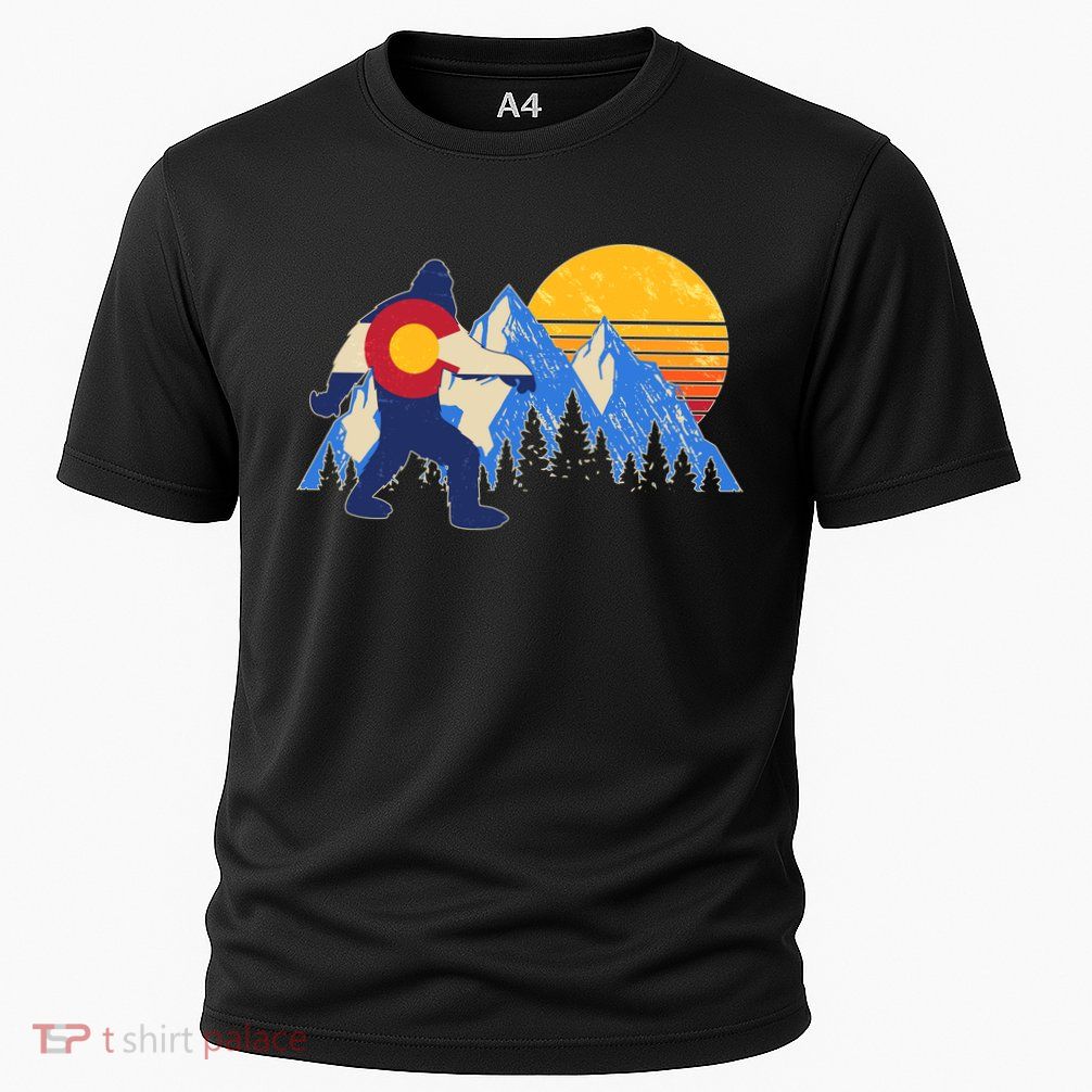 Vintage Bigfoot Colorado Flag Retro Sun Mountains Performance Shirt
