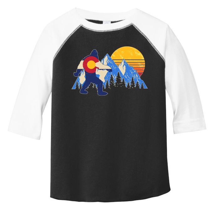 Vintage Bigfoot Colorado Flag Retro Sun Mountains Toddler Fine Jersey T-Shirt