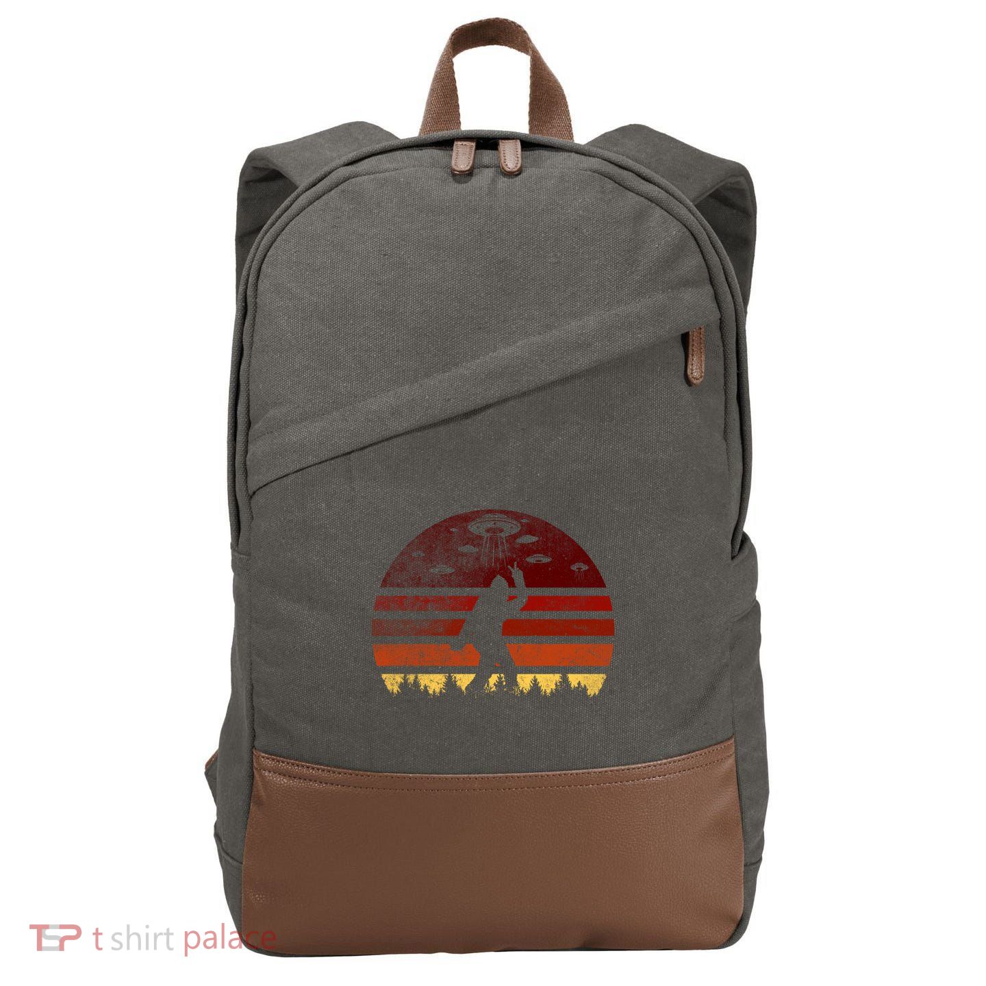 Vintage Bigfoot UFO Abduction Believe Cotton Canvas Backpack