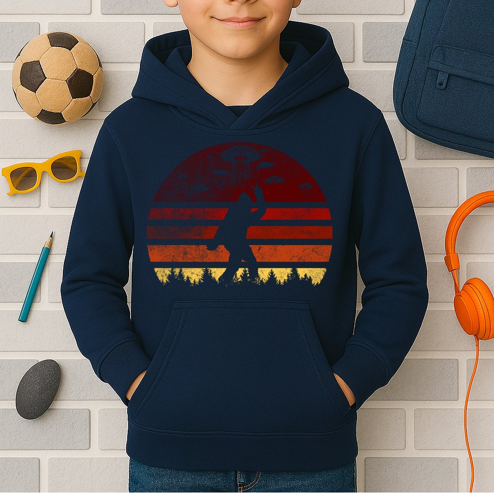 Vintage Bigfoot UFO Abduction Believe Kids Hoodie