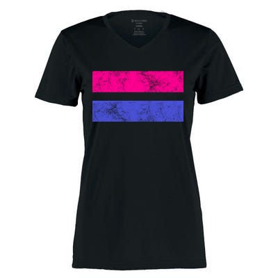 Vintage Bisexual Flag Bi Pride Flag Women's Momentum V-Neck T-Shirt