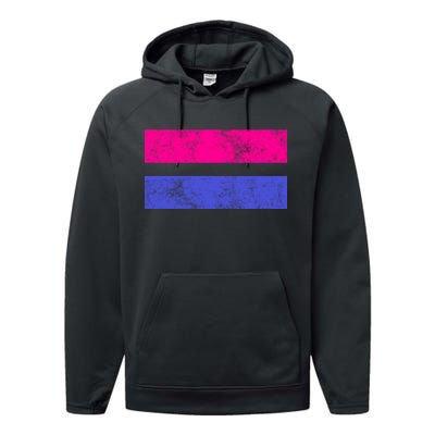 Vintage Bisexual Flag Bi Pride Flag Performance Fleece Hoodie