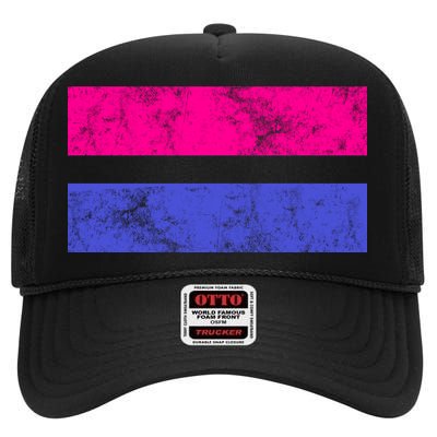 Vintage Bisexual Flag Bi Pride Flag High Crown Mesh Back Trucker Hat