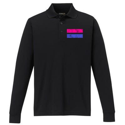 Vintage Bisexual Flag Bi Pride Flag Performance Long Sleeve Polo